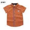 القمصان القمصان Gfmy Boys 'Summer Stripe Lapel Short Sleeve Shirt Pure Cotton - Strip Stripe Shirt 230531