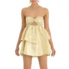 Casual Jurken Y2k Strapless Tube Mini-jurk Vrouwen Twist Front Cutout Off Shoulder Mouwloos Backless A Line Fairy Grunge