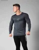 Erkek Tişörtler İlkbahar ve Sonbahar Yeni Erkekler Koşu Fitness İnce Uzun Kollu Erkek Spor Salonu Vücut İnşa Kırmızı T-Shirt Marka Moda Sporları T230601