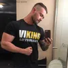 Męskie koszulki mężczyzn prowadzący sport bawełniany t-shirt na siłownię fitness kulturystyka krótkie rękawie Slim Shirt Męskie trening do joggingu Czarne koszulki Ubranie T230601