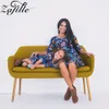 Familie Bijpassende Outfits ZAFILLE Lente Moeder en dochter jurk Blauw Bloemenprint Mama me Jurk Look Moeder Dochter Kleding 230601