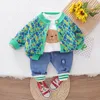 Printemps automne enfants coton vêtements bébé garçons manteau t-shirts pantalon 3 pièces/ensembles infantile enfants bambin survêtements 0-5 ans