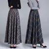 Abiti più taglia con gonne a quadri di lana ad alta vita 2020 inverno Warm Women's Wool Maxi Gonne Office Ladies Fashion Casual Streetwear Long Long Long