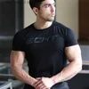 Мужские футболки летние новые мужские футболка модная фитнес-футболка мускулистые спортивные залы мужского отдыха короткие рукава с тонкими подходящими тройниками одежда T230601