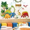 Adesivos de parede grandes desenhos animados Wild Dinos Zoo para crianças quarto de meninos decoração de berçário decalques de PVC para decoração de casa murais 230531