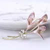 Rhinestone tulip brosch lyx röd rosblomma broscher för kvinnor bukett lapel stift bröllop fest smycken gåva