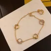 Collana con ciondolo Bracciale di design Designer di gioielli di lusso Bracciali da donna Tre lettere f Collane con ciondolo Catene in oro 18k bijoux D2306013