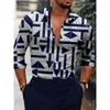 Men's Casual Shirts Social Vintage For Men Oversized Shirt Stripe Print Long Sleeve Tops Men's Clothing High Quality Cardigan Blouses