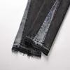 High Street Wind Wash, Deconstructed Spliced Flare Jeans Dark Black Men's and Women's Pendant Wide Leg Pants{category}