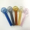 Atacado Colorfull Glass Oil Burner Pipe Pyrex Smoking Tubes 4inch Big 30mm Ball Burning Tube Dry Herb Tobacco Handle Nails Dab Rigs Acessórios