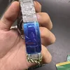 Orologio da uomo con diamanti ghiacciati Orologi con diamanti completamente ghiacciati Orologio con cassa in acciaio inossidabile color argento Numeri arabi Orologi automatici con cinturino Oyster