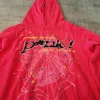 Men's Hoodies Sweatshirts Young Thug 555555 Red Sp5der Angel Men Women1 1 Foam Printing Spider Web Pullover 230531