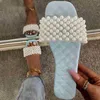 Pantofole Estate Donna Pearl Bling Crystal Sandali piatti Ragazze Casual Beach Slides Scarpe firmate Sweet Ladies Outdoor 220708