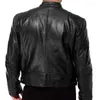 Herrjackor 2023 Autumn Male Leather Jacket Black Brown Mens Stand Collar Coats Biker Motorcykel