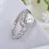 Cluster Ringe 925 Sterling Silber Frauen Hochzeit Herz Ring Licht Weiß Zirkon Elegant Kreis Für Frau Mädchen Modeschmuck