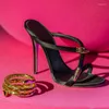 Sandali Estate Serpente Spirale Caviglia Sottile Scarpe Tacco Alto Per Le Donne Colori Misti Punta Aperta Abito Da Festa Pompe Pantofole Da Donna