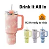 Water Bottles Stainless steel tie dye thermos coffee straw cup 40 ounce drum with handle beverage station wagon 230531