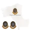 Dangle Chandelier Ethnic Black Flower Earrings Turkey Bijoux Vintage Bohemia Tassel Boho Gold Alloy Tribe Indian Jewelry Drop Deliv Dhqv8