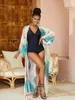 Kimono dla kobiet dla kobiet pokrywka plażowa luźne strój kąpielowy plażowy strój kąpielowy Sarong Kaftan Bikini Sukienka Maxi