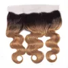 1B/27 Ombre Color Malaysian Human Hair Wefts With 13X4 Lace Frontal Free Part Body Wave 1b 27 Yirubeauty