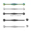 Andere Edelstahl Industrial Barbell Knorpelohrring Lange Ohrstecker Bar Helix Tragus Piercing Für Frauen Männer Körperschmuck Drop De Dhfay