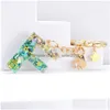 Sleutelhangers Gedroogde Bloem Engelse Letters Sleutelhangers Voor Vrouwen Leuke Ster Auto Handtas Hanger Accessoires Cadeau Drop Levering Sieraden Dhpmr