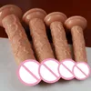 Massagegerät, 4 Größen, brauner Dildo, realistischer großer Penis, weiblicher Vaginal-Anal-Masturbator, riesiger Schwanz mit Saugnapf, Dildos für Frauen