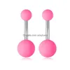 Nombril Cloche Bouton Anneaux Colorf Boule Acrylique Anneau De Ventre Piercing Stud Barre En Acier Inoxydable Femmes Sexy Corps Bijoux Drop Delivery Dhg1E