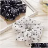 Hair Rubber Bands Chiffon Polka Dot Printed Scrunchies Women Girl Sweet Elastic Ponytail Holder Summer Thin Drop Delivery Jewelry Ha Dhzx6