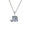 Green or Blue Stone Varsity Letters Necklace Name Pendant Gift for Her Personalized Name Necklaces Hip Hop Jewelry