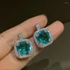 Orecchini Pendenti Francese Romantico Lago Verde Zircone Croce Corte Di Lusso Tesoro Colorato Oceano Quadrato Gioielli Vintage Per Le Donne