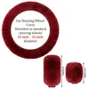 New 3pcs Fluffy Plush Steering Wheel Set Soft Imitation Rabbit Fur Handbrake Gear Shift Cover Car Accessories Coaster