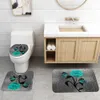 Mats Flannel Bathroom Rug Set Bath Mat and Shower Curtain Set Toilet Bathroom Shower Mats None Slip Floral Floor Mat for Bathroom