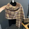 Bufandas de invierno 2023 para mujer, bufanda a cuadros con estampado de chal, Foulard de Cachemira para mujer, pañuelo grueso de diseñador