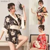 Сексуальное эротическое белье -халат развлекательный униформ эротический костюм секс -игры Женщины японское кимоно -сакура платье детского родового костюма L230518