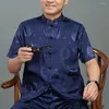 Erkekler Sıradan Gömlekler Rahat Tang Suit Üst Renkli Retro Stand Yakası Jacquard Gömlek Yıkanabilir Erkekler Çin yılı için