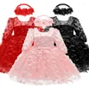 Fille robes nées filles broderie princesse robe noël soirée fleur mariage enfants vêtements deux pièces ensemble