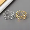 Couple Rings S925 Sterling Silver Ring Aesthetic Heart Hollow Gold Plated Ring Non Allergic Beautiful Appearance Kofo Love Jewelry Open Ring