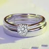 Free Size Adjustable 925 Silver Couple Ring For Wedding Engagement Jewelry diamond ring crystal rings