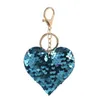 Keychains Lanyards Sequined Heart Keychain Party Favor Colorf Lage Decoration Mini Key Chain Bag Pendant Creative Christmas Gift K DHGT5