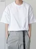 Camiseta IEFB para hombre, ropa reflectante de manga corta, ropa de algodón a la moda, camisetas holgadas en blanco y negro con cuello redondo 9Y2228 L230520
