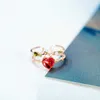 Anillos de banda de moda dulce cereza cristal Metal oro plata Color capa dedo anillo ajustable para mujer joyería chica regalos