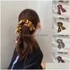 Hårgummiband Floral Print Scrunchies Elastic Vintage Bow Knutt Rope Diy Ponytail Hoder slips Tillbehör Drop Leverans smycken DHQ1R