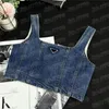 Metall Abzeichen Kleid Denim Weste Sets Für Frauen Mode Sexy Cropped Tank Top Designer Röcke 2PCS Set