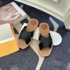 Summer Slippers Designer Sliders Fashion Woody Flat Heel Mules Canvas Lettern