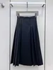 Skirts designer Women's French Intellectual High Waist Slim Pressed Pleated A-line Long Half length Skirt MDIP