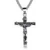 Pendant Necklaces Fashion Crucifix Jesus Christ Men Jewelry Gold Brown Silver Color Metal Cross Pendant With Neck Chain Necklaces For Man Women J230601