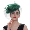 Nouveau vert maille chapeau Vintage plume chapeaux balle fête femmes chapeau mariée chapeau en gros XMZ-0024-A