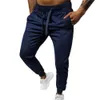 2023 Simple couleur unie cheville bandé hommes pantalons chaud taille élastique poches surdimensionnées pantalons de survêtement Streetwear pour