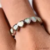 Band Rings Bamos Heart Wedding Bands White/Blue Finger Silver Color Engagement Ring for Women Party